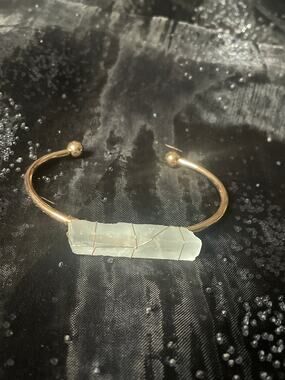 Cuff bracelet stone wire wrap detailing unisex healing, chakra, witch spells